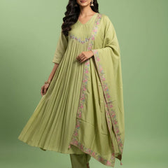 StoneWork Pista Chanderi Silk Suit