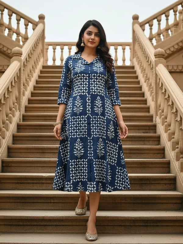 Indigo print  Cotton Top