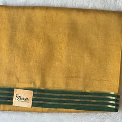 Plain contrast Mustard Viscose Crepe Silk saree