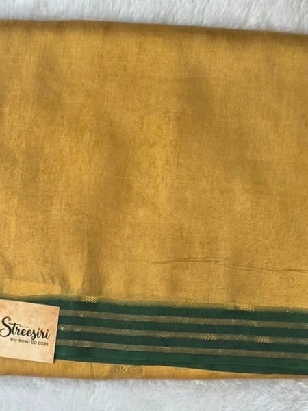 Plain contrast Mustard Viscose Crepe Silk saree