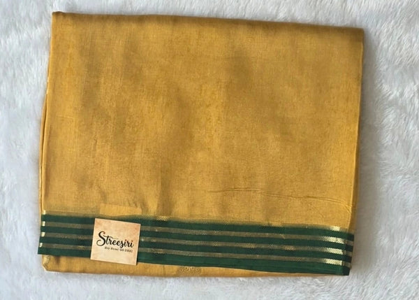 Plain contrast Mustard Viscose Crepe Silk saree