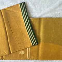 Plain contrast Mustard Viscose Crepe Silk saree