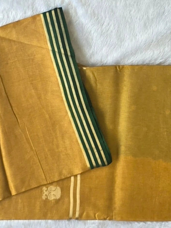 Plain contrast Mustard Viscose Crepe Silk saree