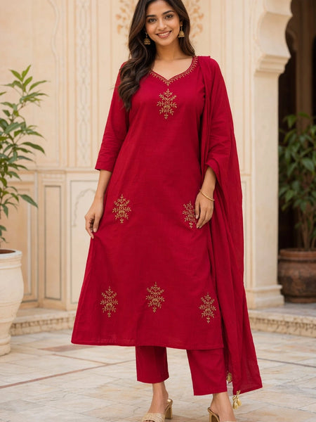 Stone Work Pink Semi Silk Suit