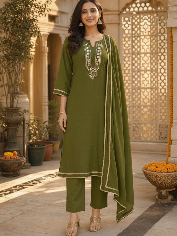 StoneWork Green Party Wear Suit