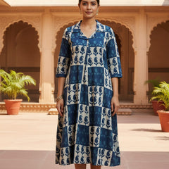 Indigo Mango print Cotton Top