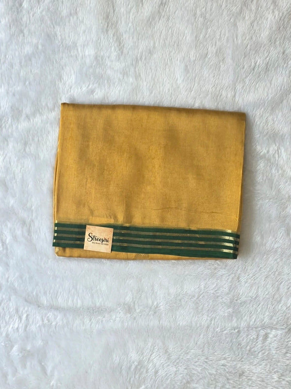 Plain contrast Mustard Viscose Crepe Silk saree