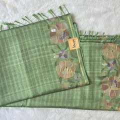 Green Viscose Floral Embroidery