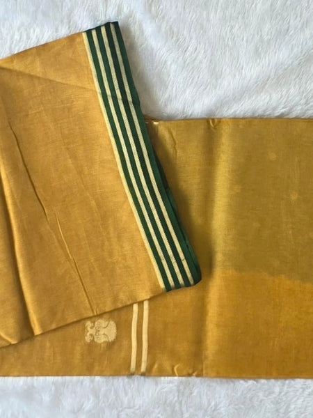 Plain contrast Mustard Viscose Crepe Silk saree