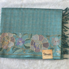 Floral Embroidery Tussar Saree