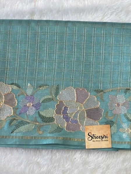 Floral Embroidery Tussar Saree