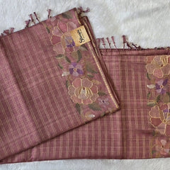 Floral Embroidery Tussar Saree