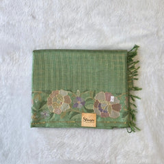 Green Viscose Floral Embroidery