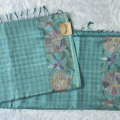 Floral Embroidery Tussar Saree