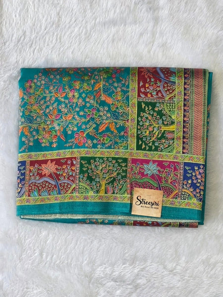 Floral Rama Green Kani Silk Saree