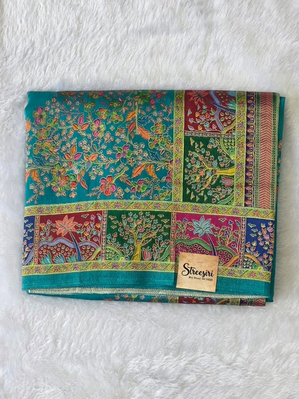 Floral Rama Green Kani Silk Saree