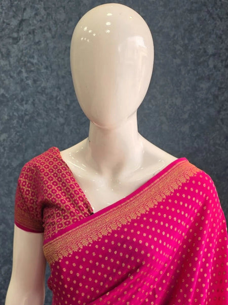 Pure Banarasi Crepe Silk Saree Self