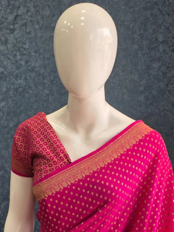 Pure Banarasi Crepe Silk Saree Self