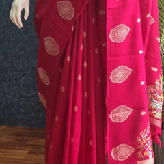 Brocade Blouse Pink Tussar Silk Saree