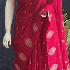 Brocade Blouse Pink Tussar Silk Saree