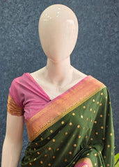 Avantika  Contrast  -Green  with pink
