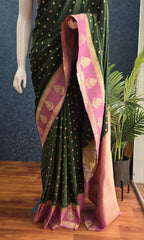 Avantika  Contrast  -Green  with pink