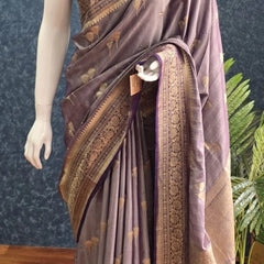 Dual Tone Purple Tussar Silk Saree