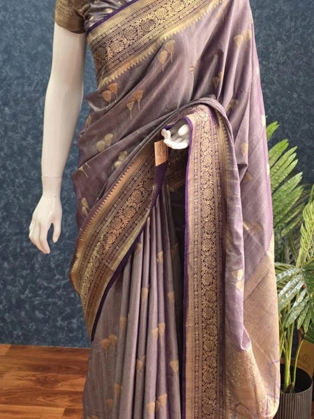 Dual Tone Purple Tussar Silk Saree