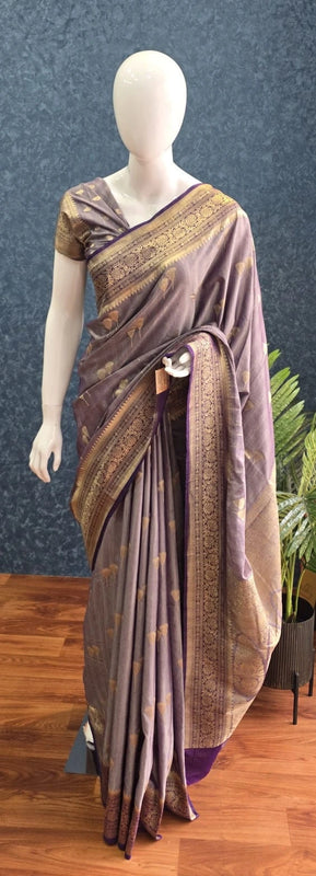 Dual Tone Purple Tussar Silk Saree