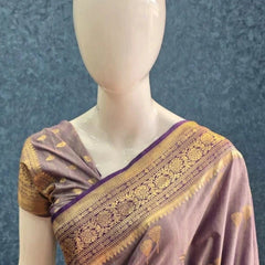 Dual Tone Purple Tussar Silk Saree