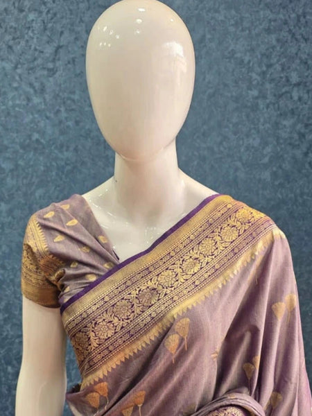 Dual Tone Purple Tussar Silk Saree