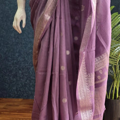SOft lavender Linen Silk Saree