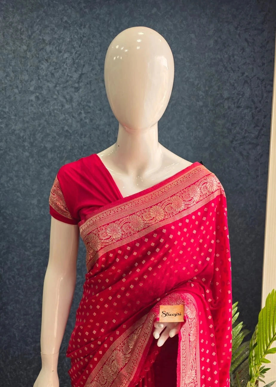 Banarasi Crepe- Rani Pink