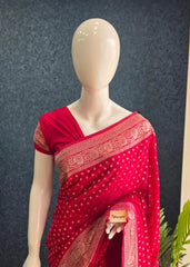 Banarasi Crepe- Rani Pink
