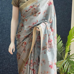 Tussar Silk- blue