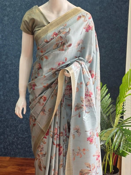 Tussar Silk - floral print