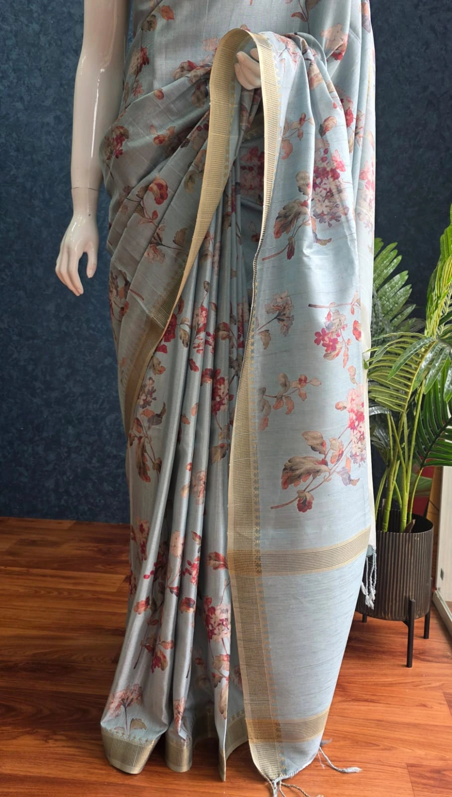 Tussar Silk- blue
