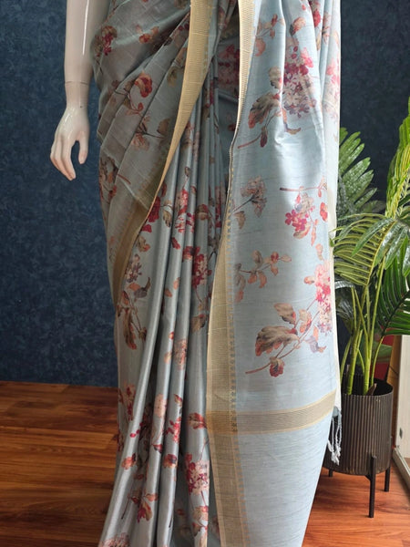 Tussar Silk - floral print