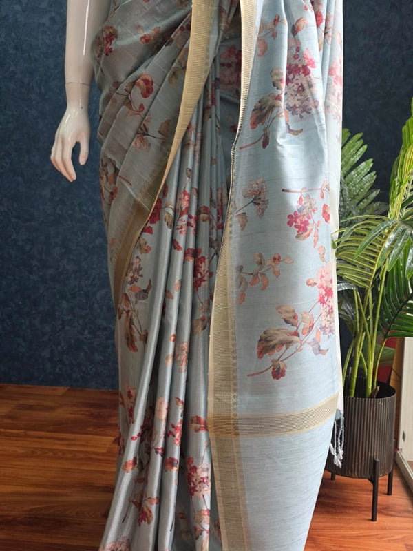 Tussar Silk- blue