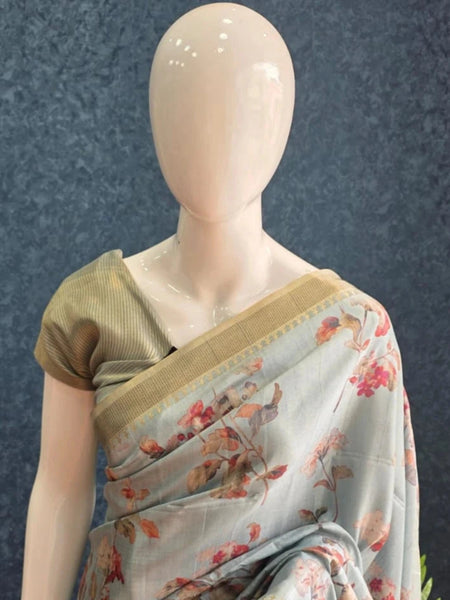 Tussar Silk- blue