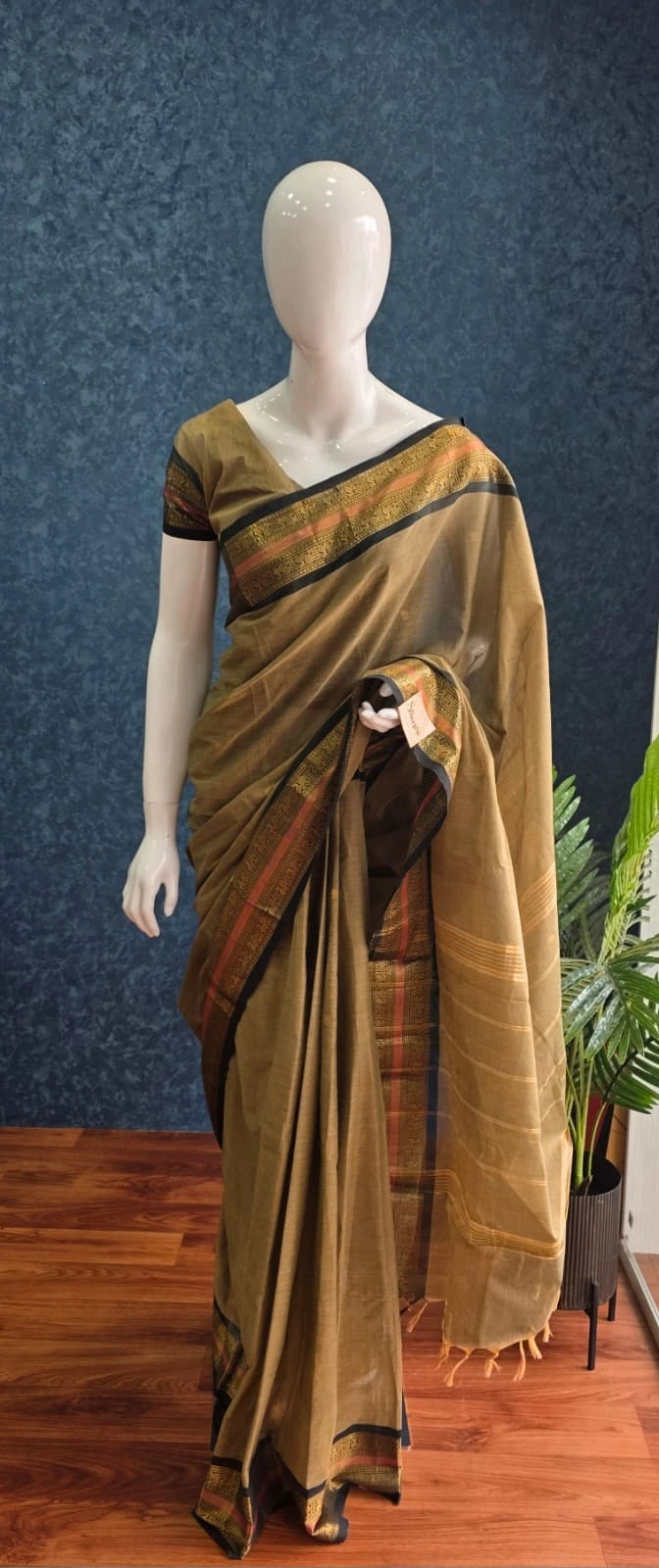 Kanchi Cotton - Muted Golden  & Black