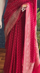 Banarasi Crepe Butta -Pink