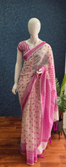 Jamdani Cotton- White and Pink