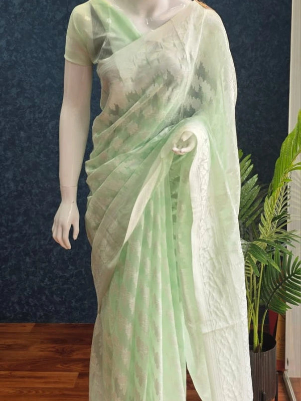Soft Light Green Cotton Saree