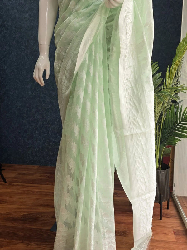 Soft Light Green Cotton Saree