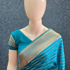Self Blue Semi crepe Silk Saree