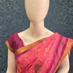 Jamdani Pink Purple Ikkat Saree
