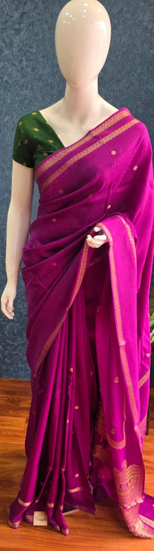 Bentex Border Purple Green Semi Silk Saree