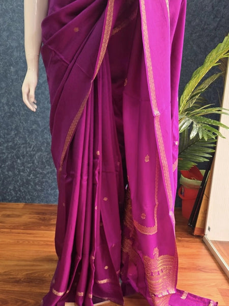 Bentex Border Purple Green Semi Silk Saree