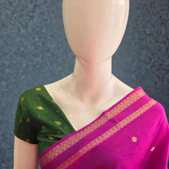 Bentex Border Purple Green Semi Silk Saree